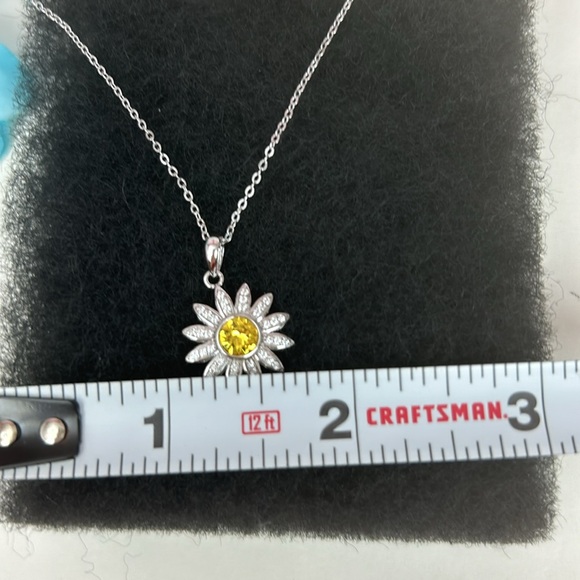 Sterling Silver crystal Flower pendant with adjustable chain Bleu Sage NWT - Picture 11 of 16